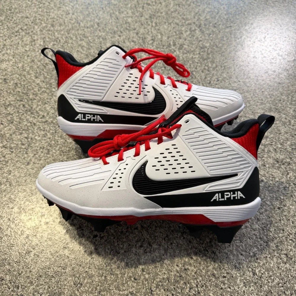 Nike Alpha Menace Strong Football Cleats Mens 10 II5139-102 White Red Bred